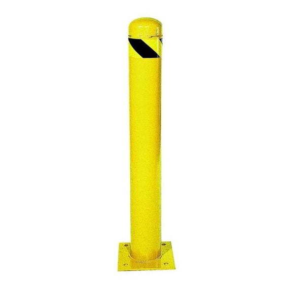 Bollard, Bolt-On, Outside Dia. 4 1/2 in, 42 in H, Carbon Steel, Yellow