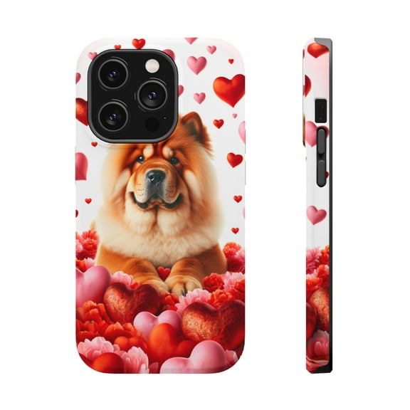 DistinctInk Tough Case for Apple iPhone 14 Pro MAX (6.7" Screen), Compatible with MagSafe Charging - Valentine's Day Chow Chow