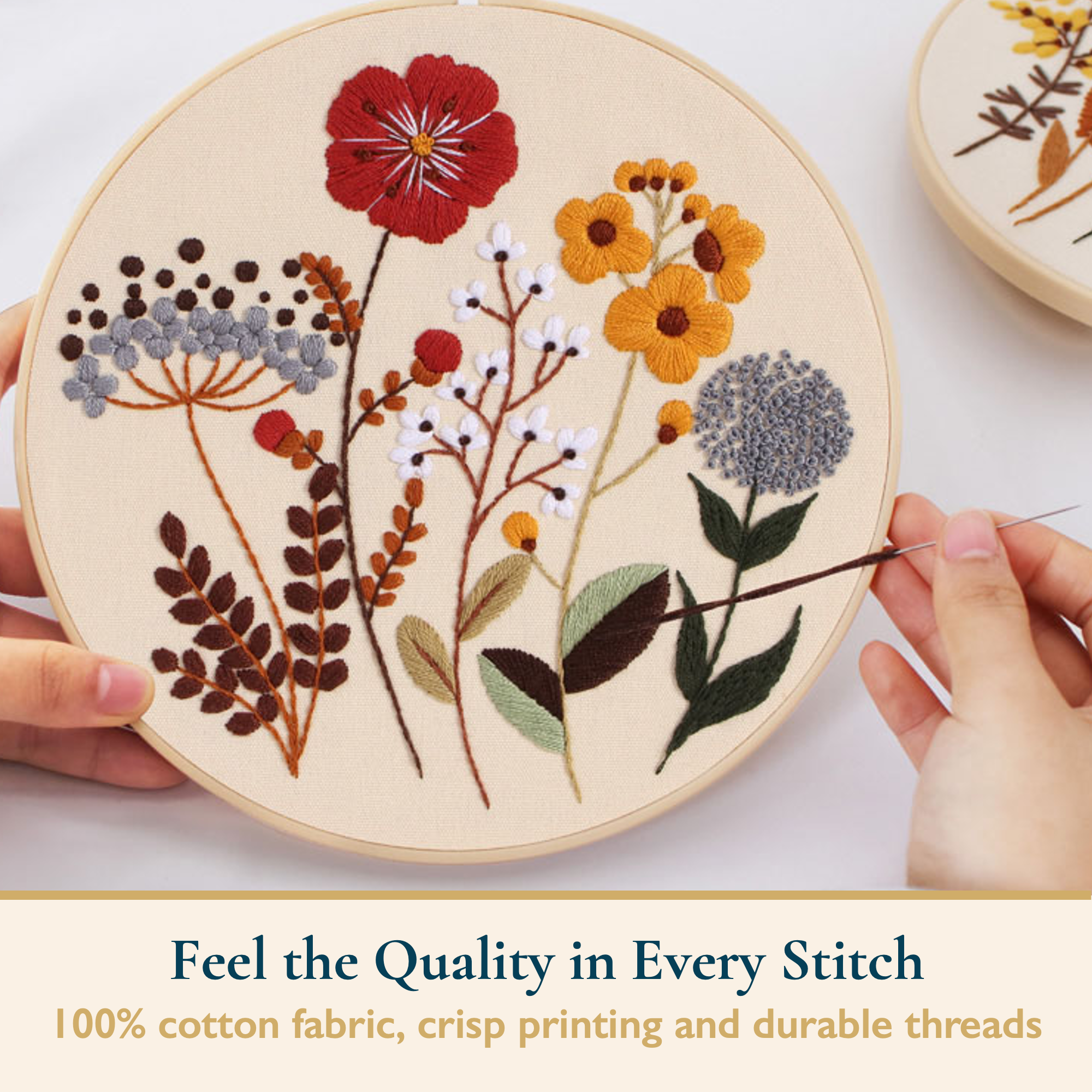 ComfiTime Embroidery Kit, 4 Floral Patterns photo 3