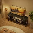 thumbnail image 3 of Asofer Industrial TV Stand for TVs up to 65" with 2 Open Storage Shelves and Metal Frame, Black, 3 of 8