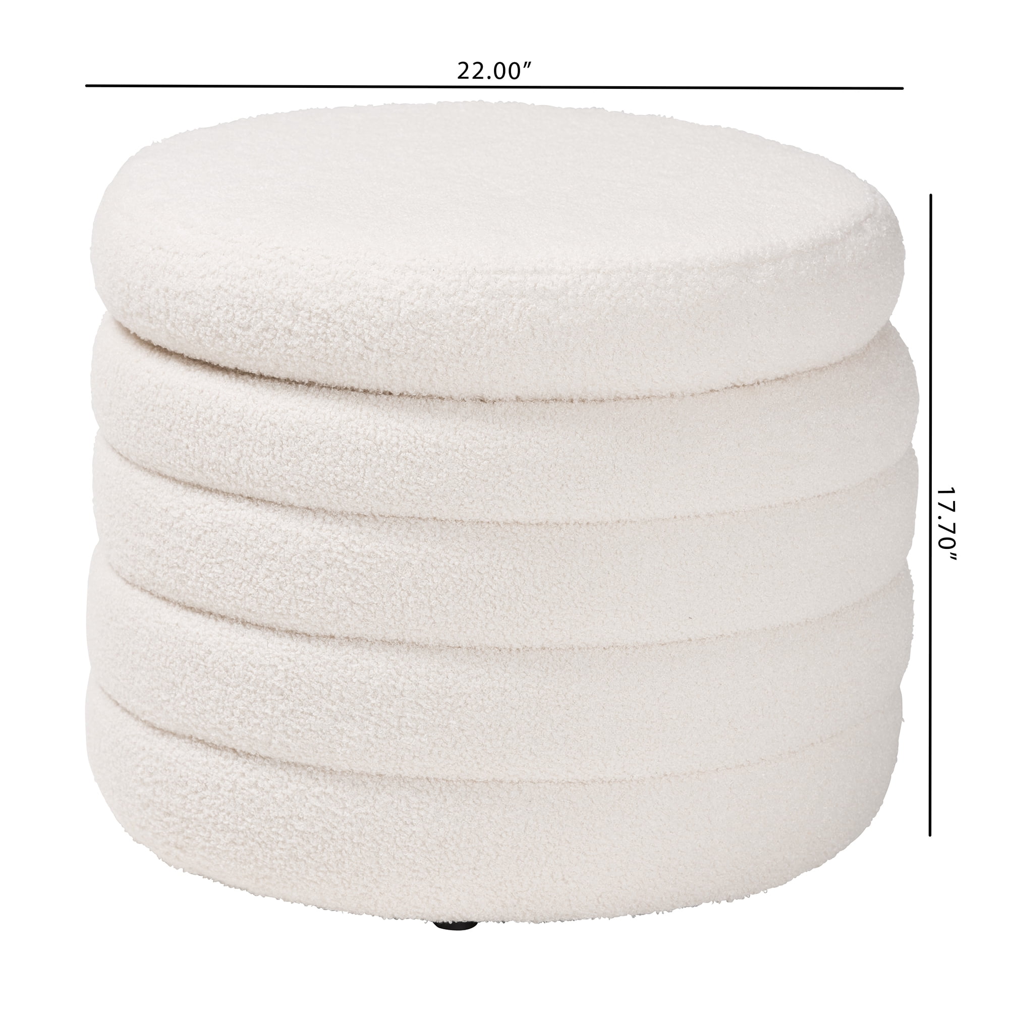 Baxton Studio Tabitha Modern and Contemporary Ivory Boucle Upholstered Storage Ottoman