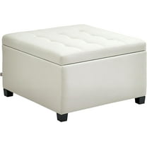 FASCK Fabric Tufted Square Storage Ottoman with Flip Top Seat Lid, Metal Hinge and Stable Eucalyptus Wood Frame for Living Room, Entryway, or Bedroom, Beige