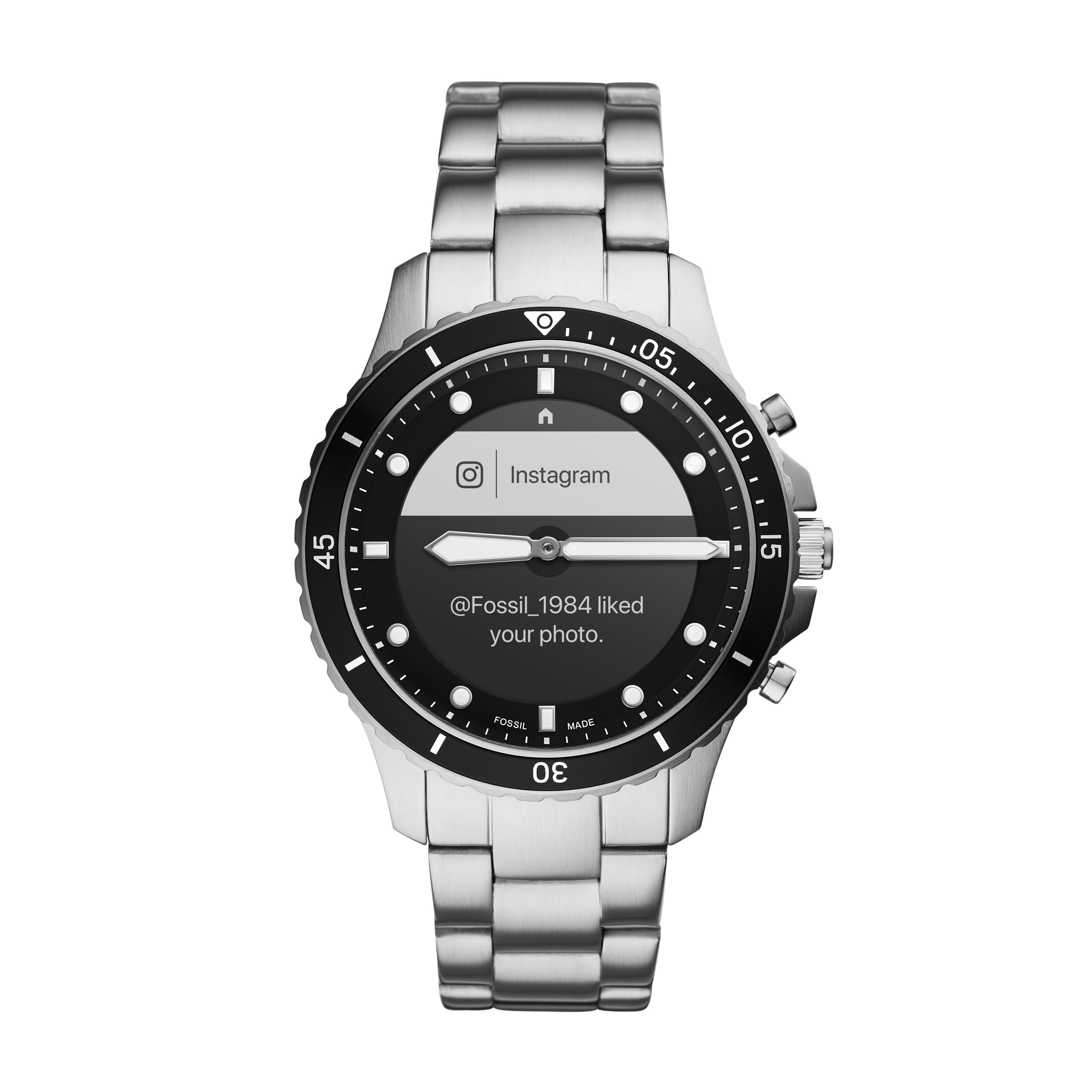 Afgørelse varemærke udredning Fossil Men's FB-01 Hybrid Smartwatch HR Stainless Steel with Silver  Stainless Steel Bracelet, FTW7016 - Walmart.com