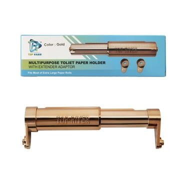 Top River Toilet Paper Holder with Extender Adaptor, Fit Double Rolls and Triple Rolls, Multipurpose Toilet Paper Holder (Gold)
