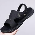thumbnail image 4 of Genuine Leather Men's Sandals with Memory Foam Natural Cork Fashion Casual Spring And Summer Sandals Integrated Breathable Non-Slip Soft Bottom Thick Bottom Beach Sandals, 4 of 8