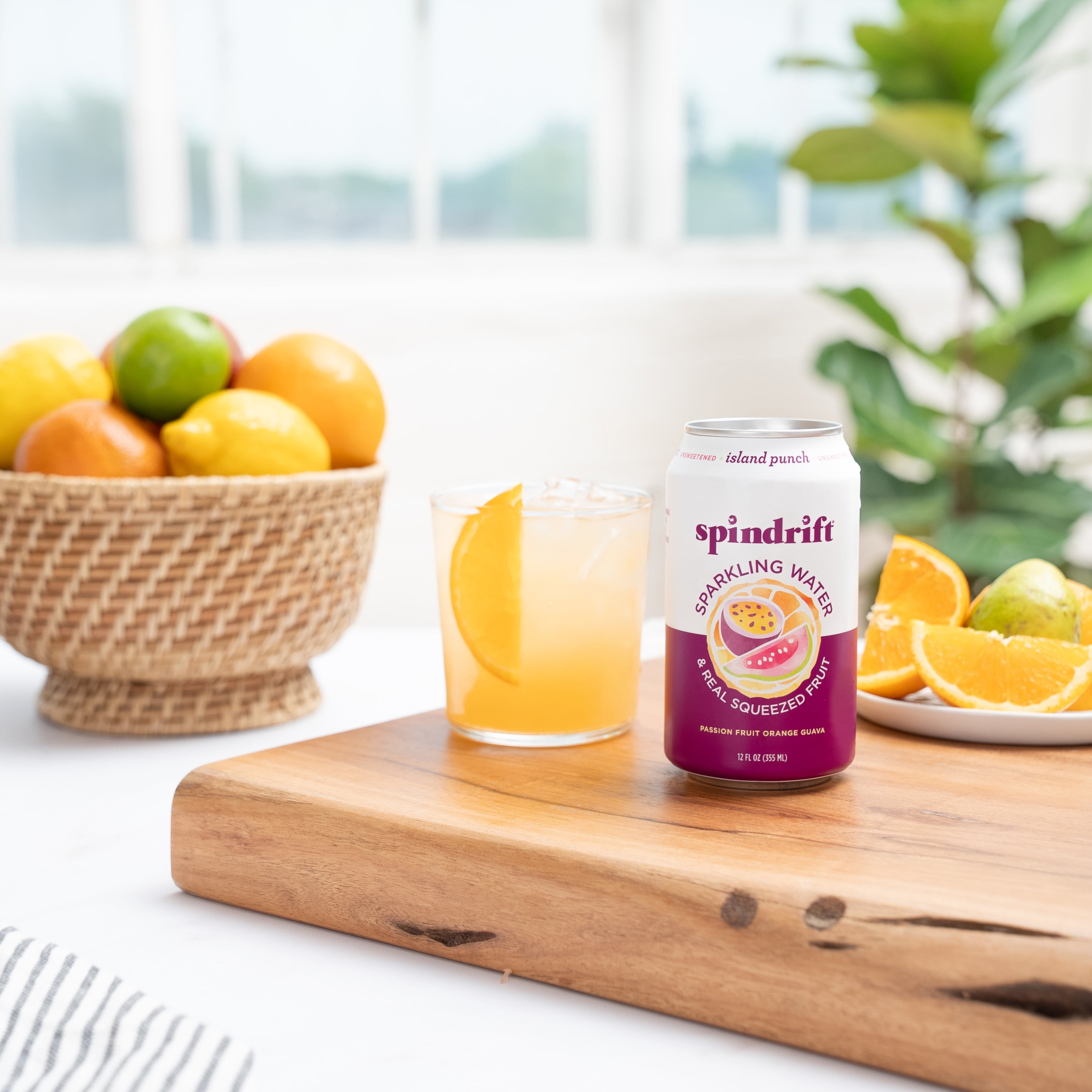 Spindrift Sparkling Water, Island Punch Flavored, Made with Real Squeezed Fruit, 12 fl oz, 8 Count, No Sugar Added, 13 Calories per Can