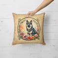 thumbnail image 2 of Norwegian Elkhound and Flowers Fabric Decorative Pillow 18 in x 18 in, 2 of 5