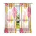 thumbnail image 6 of Yayeee Window Curtains Light Filtering 63"x52" Grommet Panel Pair Home Living Room Decor, Pink Floral Orange, 6 of 7
