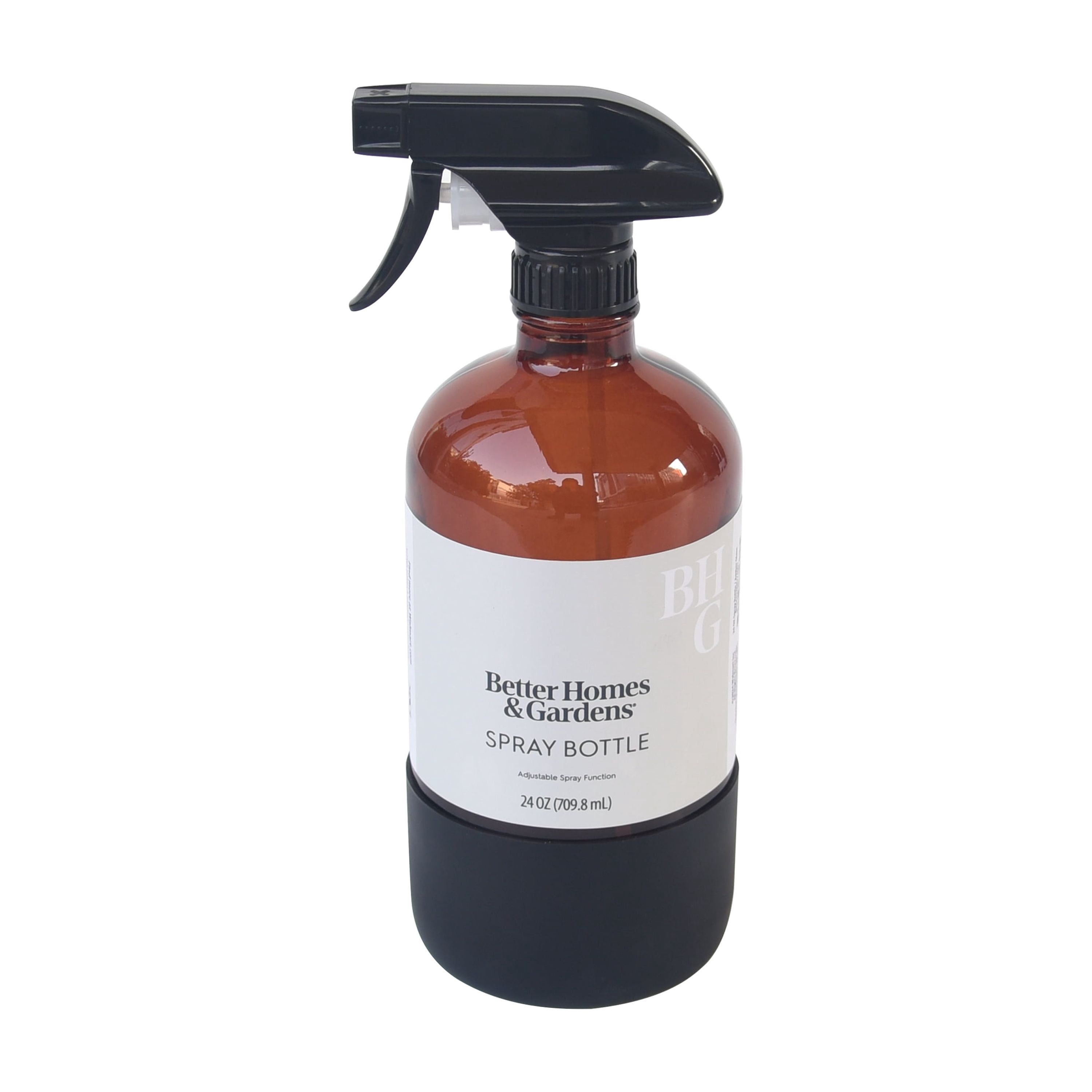 (3 pack) Better Homes and Gardens Amber Reuseable Glass Spray Bottle with Rubber Bottom, 24 oz.