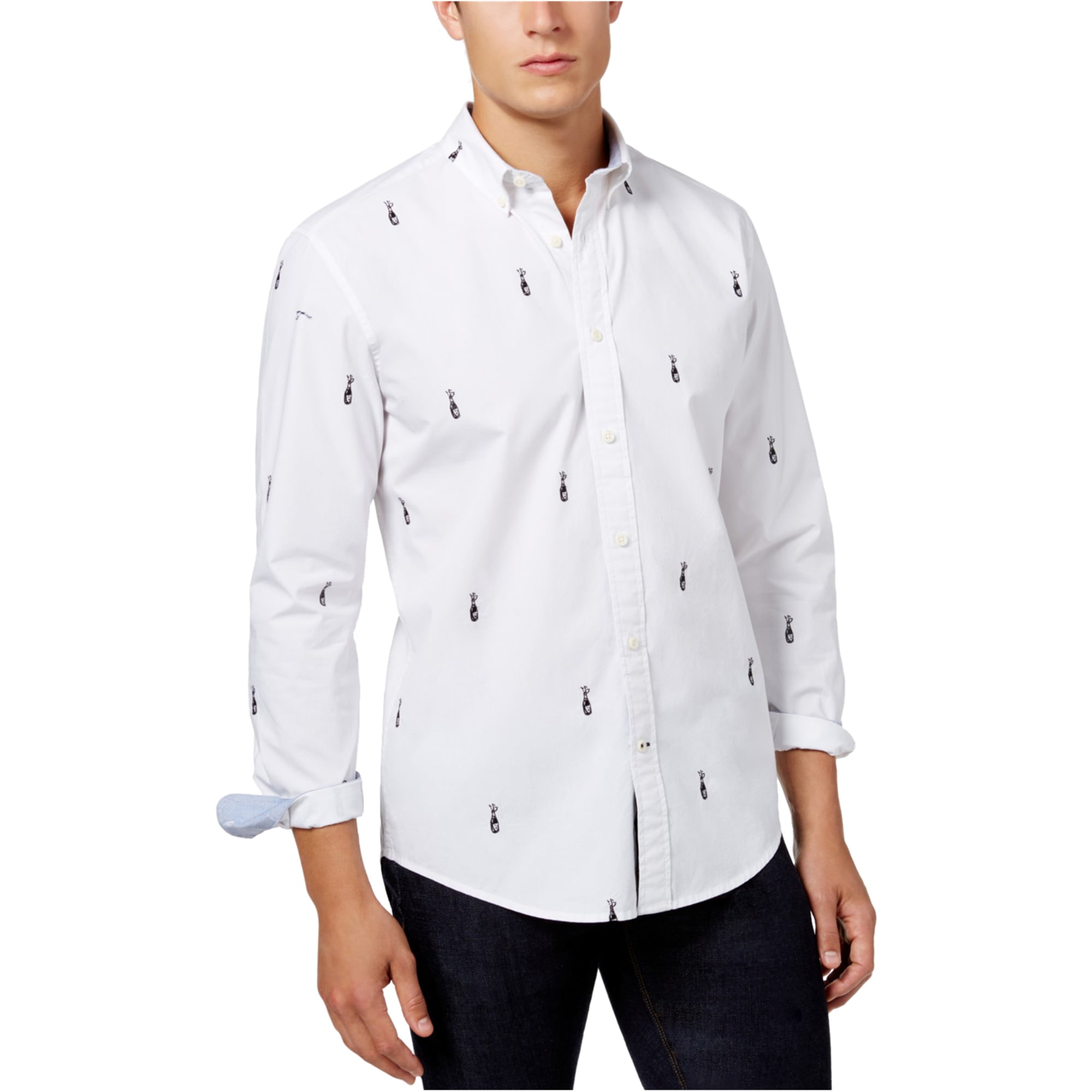 TOMMY HILFIGER NEW Men's100% Cotton Button Down Custom Fit Woven Shirt Multi 