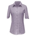 thumbnail image 7 of 2026 New Womens Casual V Neck Short Sleeve Button Down Shirts Business Casual Work Boho Tops Blouses(Purple,XL), 7 of 7