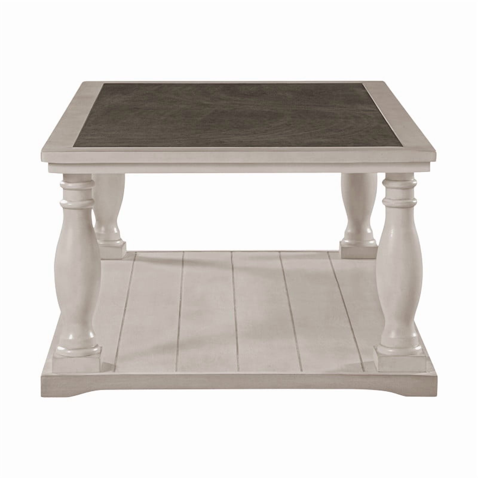 Vintage Rectangular Center Coffee Table with Sculptural Spindle Solid Wood Legs, 2-Tier Traditional Wooden Cocktail End Table