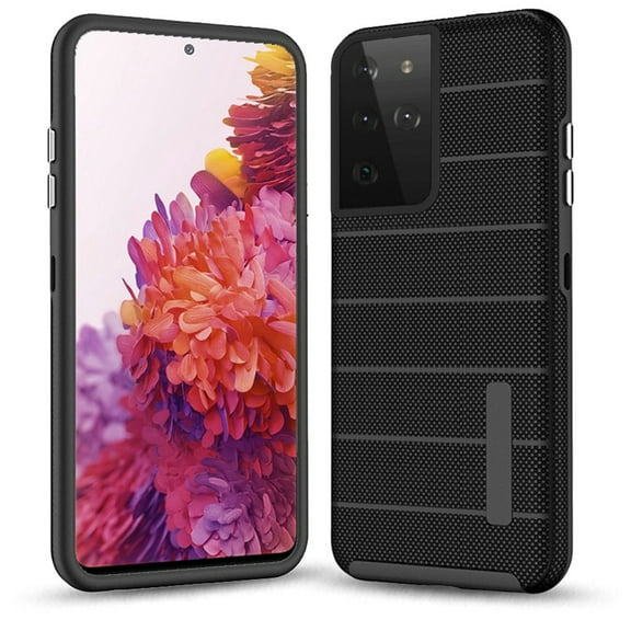 Xpm Case for Samsung Galaxy S21 Ultra (6.8") Hybrid Tuff Armor Rugged Texture Rubber Dual Layers TPU PC Drop Protection Cover for Galaxy S21 Ultra - Black