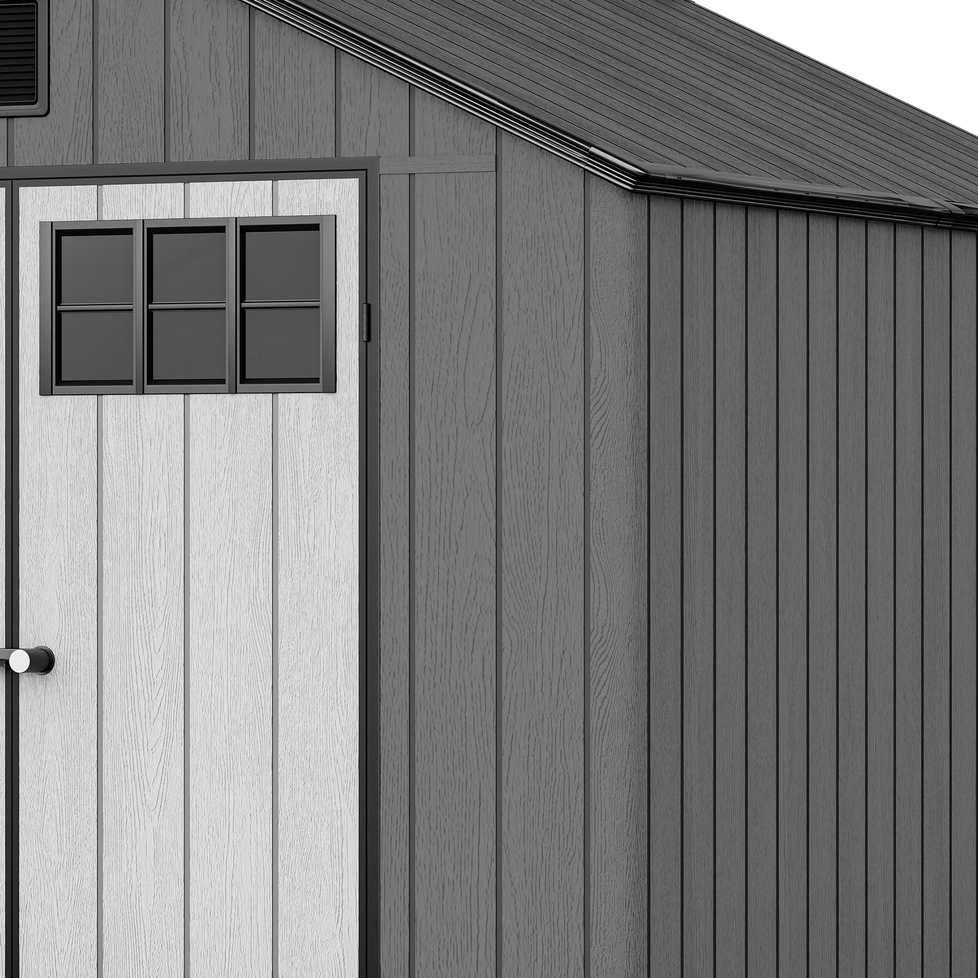 Uforic 8x10 FT Outdoor Storage Shed with Floor, Plastic Garden Shed for Bikes, Tools, and Pool Supplies, Outdoor Resin Shed with Lockable Doors, Windows, and Vents for Patio, Lawn, Backyard, Black