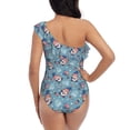 thumbnail image 5 of Haiem Independence With Gnome Women's One Piece Swimsuits Tummy Control One Shoulder Bathing Suits Ruffle Swimwear-Medium, 5 of 8