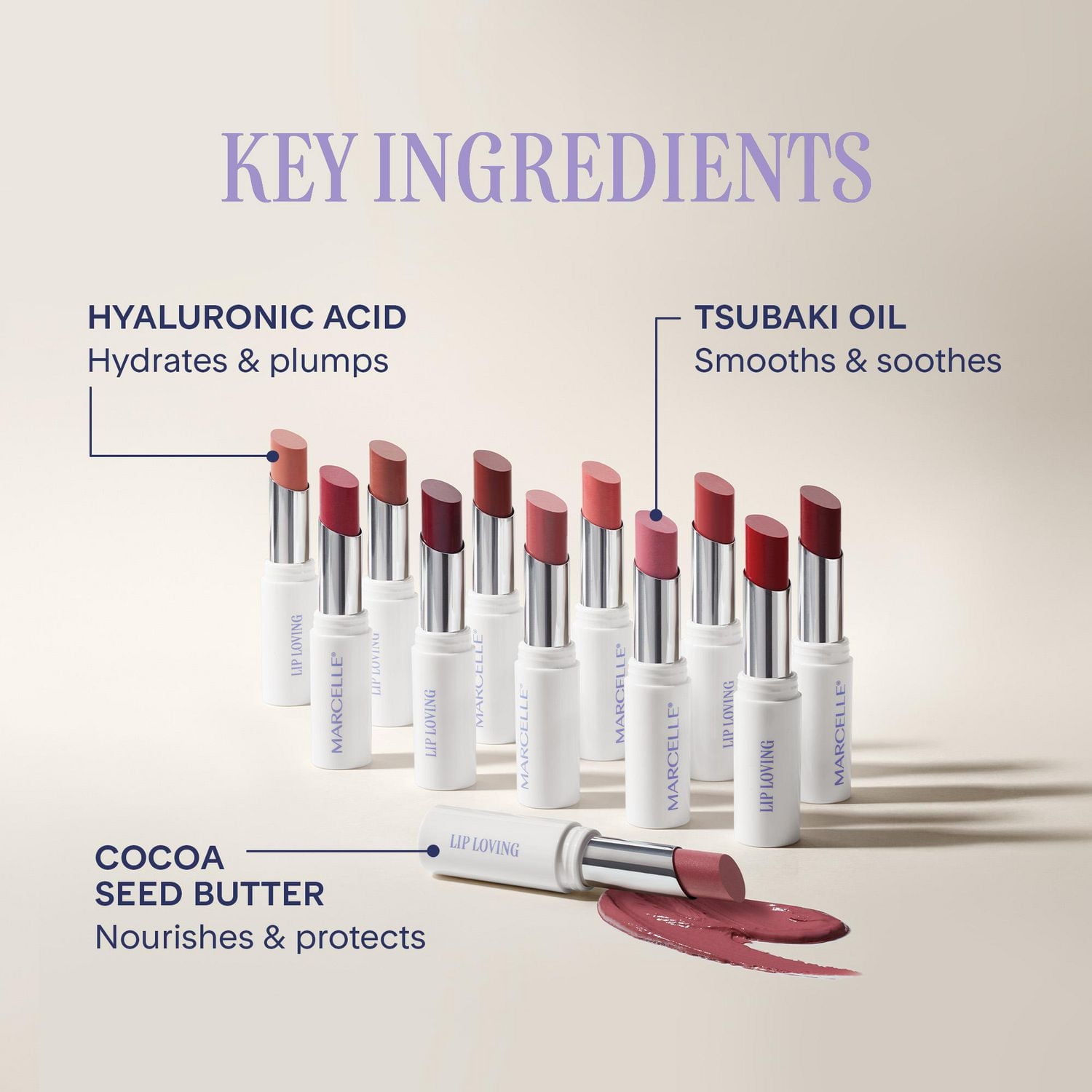 Marcelle Rouge à lèvres couleur & soin huile-en-stick Lip Loving Formule propre et végane, 3 g