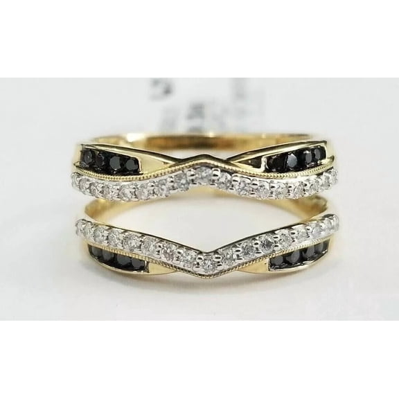 2 Ct Round Cut White Moissanite Enhancer Guard Wrap Ring 14K Yellow Gold Plated