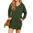 thumbnail image 5 of STARVNC Women Solid Color V Neck Long Sleeves Sweatshirt with Pockets, 5 of 7