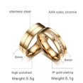 thumbnail image 3 of 18K Gold Plated Couple Ring Men/Women Lovers CZ Titanium Steel Wedding Band 6-12, 3 of 9