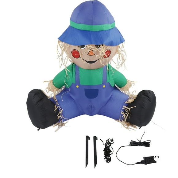 Inflatable Boy Decoration Built in LED Light Waterproof Harvest Scarecrow for Thanksgiving AU Plug