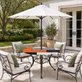 thumbnail image 2 of Round Outdoor Tablecloth with Umbrella Hole and Zipper, Burnt Orange Black Grey Tablecloth with Elastic Waterproof, Modern Irregular Geometric Abstract Patio Table Covers for 55" - 60" Pool Tables, 2 of 9