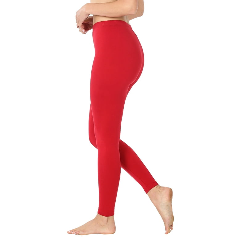 Women High Waist Basic Full Length Daily Soft Leggings (Kelly Green, Large)