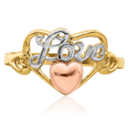 thumbnail image 5 of 14K Solid Yellow Rose Pink Gold Love Heart Ring, 5 of 10