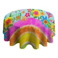 thumbnail image 4 of Round Waterproof Tablecloth 60×60 Inch, Boho Style Reusable Indoor/Outdoor Durable Table Cover for Party Kitchen Dinner Room Decor, 4 of 6