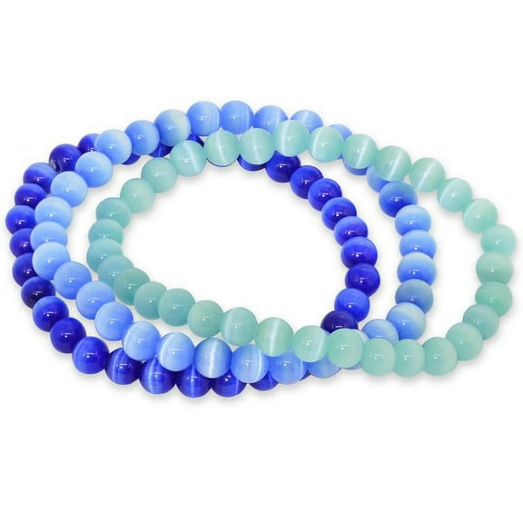 6MM Three Piece Stackable Cats Eye Stretchy Bracelets