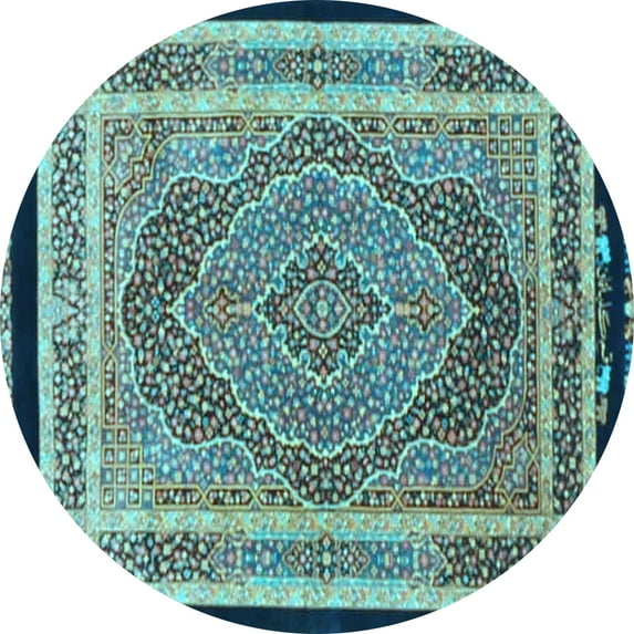 Ahgly Company Indoor Round Persian Light Blue Traditional Area Rugs, 7' Round