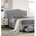 thumbnail image 5 of Light Gray Burlap Fabric Tufted Headboard Storage Footboard Queen Size Bed 1pc Bedroom Furniture Particle Board, 5 of 7