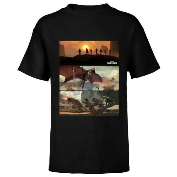 Star Wars The Mandalorian Season 3 Raptor Rescue Concept Art - Short Sleeve T-Shirt for Kids - Customized-Black