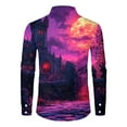 thumbnail image 5 of Domuza Long Sleeve Shirts for Men Halloween Horror Novelty Print Button Up T-Shirts Casual Regular Fit Collared Dress Shirts for Halloween Party Purple 3XL, 5 of 5
