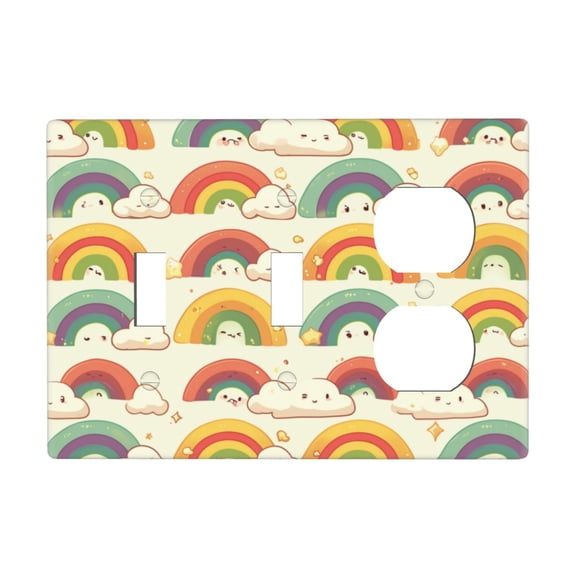 Cute Rainbow Switch Cover Decorative Wall Plate 3-Gang 2-Toggle 1-Duplex Standard Size