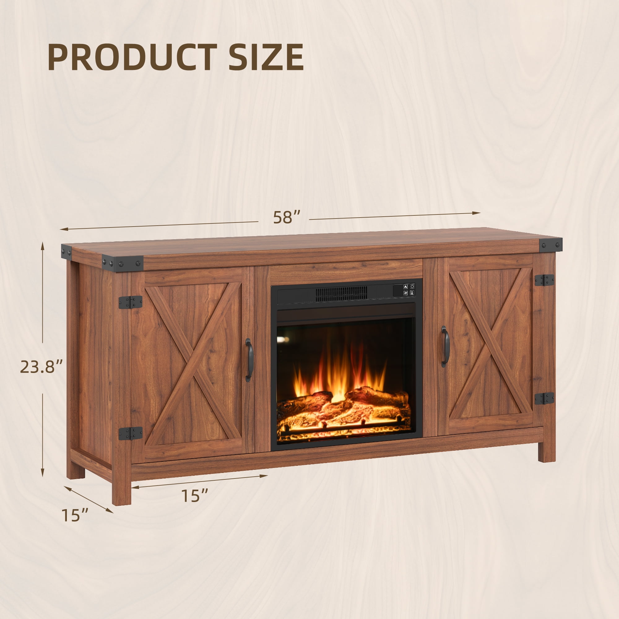 Homall Modern Farmhouse TV Stand Double Barn Door Fireplace TV Stand for TVs up to 65 inch,Rustic Brown