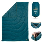 Wise Owl Outfitters Camping Blankets - Puffy, Packable, Lightweight & Compact Insulated Camping Quilt for Outdoor - Backpacking, Beach, Camp, Travel and Hiking Essentials, Blue