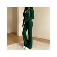 thumbnail image 7 of Zynoxe Womens Sweatsuits 2 Piece Set with Pockets Long Sleeve Zip Hoodie Top & Full Length Flare Pants Suit Comfy Velour Womens 2 Piece Outfits Versatile Solid Color Sweat Suits for Womens Green S, 7 of 7