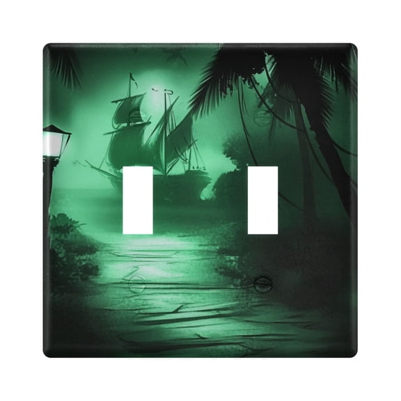 2 Gang Light Switch Cover Plate Path Leading To Boat in Fog Wall Plate Decorate Electrical Outlet Cover Plates 4.56”x4.48”