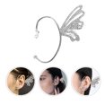 thumbnail image 3 of Butterflies Ear Cuff Rhinestone Ear Clip No Piercing Earrings Women Ear Jewelry (for Left Ear), 3 of 8