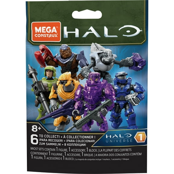 MEGA Halo Figure Collection Series, Micro Action Figures Building Toy Kit (Blind Packs)