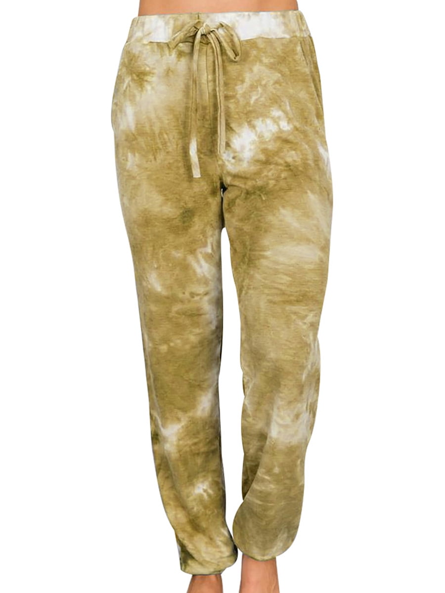 Women Pants Tie-dye Printed Ankle-tied 
