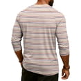 thumbnail image 6 of Hearthz Summer Henley T Shirts for Men Striped Raglan 3/4 Sleeve Jersey Baseball T-Shirts Casual Workout Big and Tall Men's T-Shirts, 6 of 8