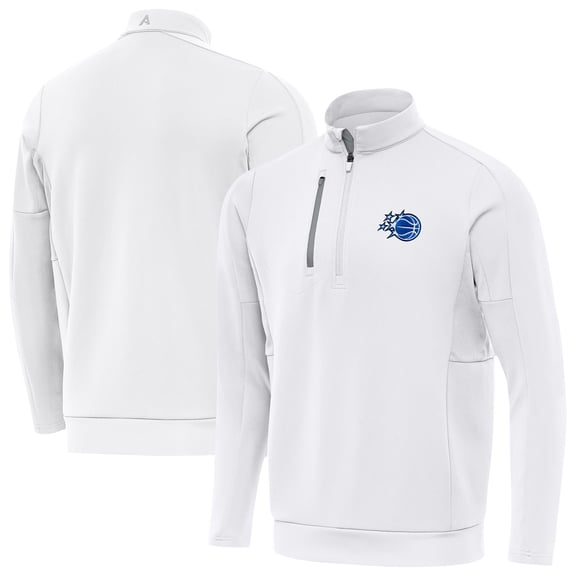 Men's Antigua White Orlando Magic New Logo Generation Quarter-Zip Pullover Top