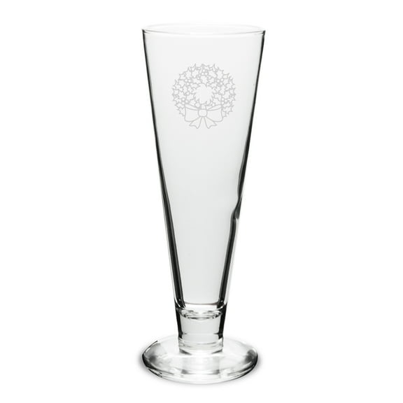 Wreath 16 oz. Deep Etched Classic Pilsner