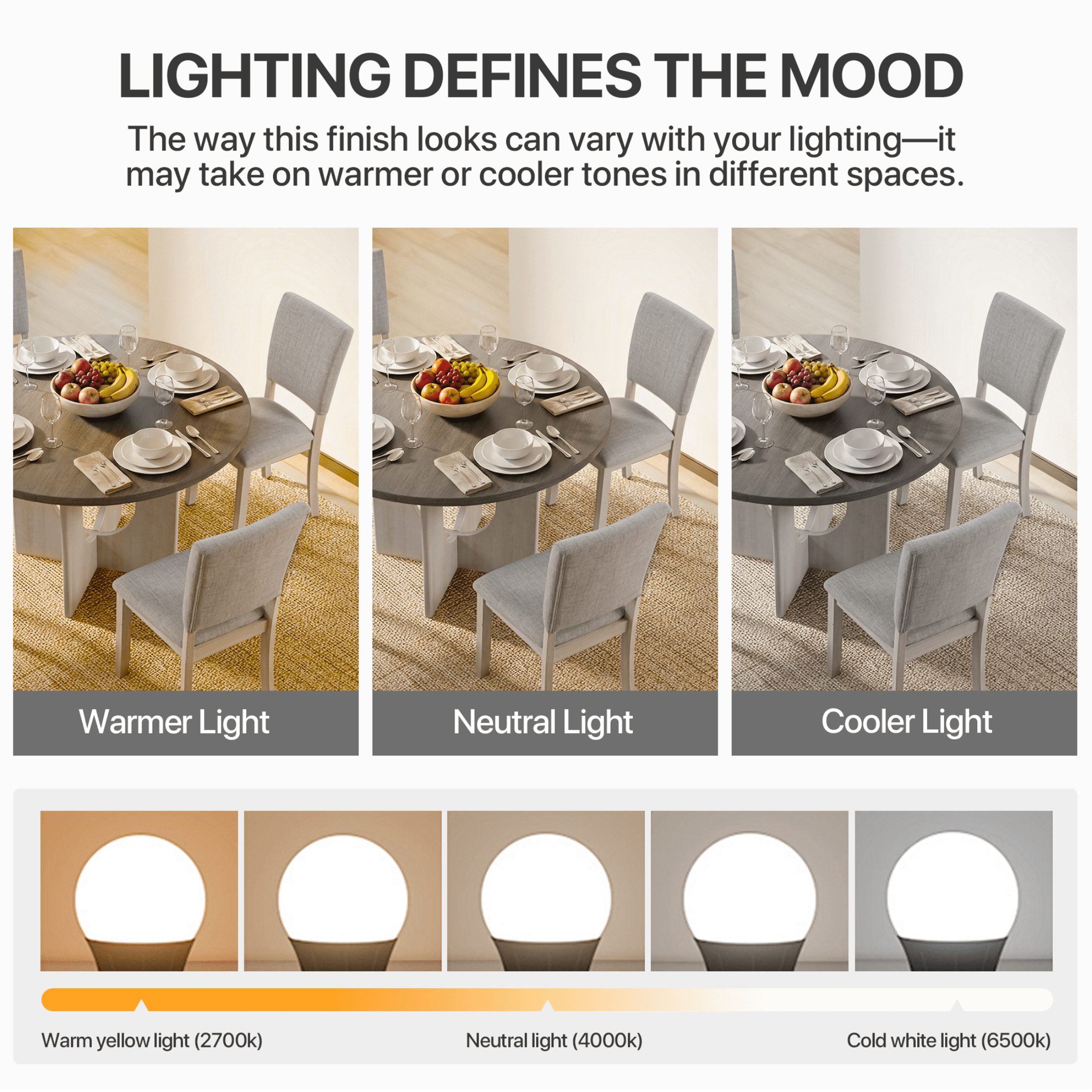 Aukfa Farmhouse Wood Light Gray Upholstered Round Dining Set, 5-Piece