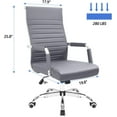 thumbnail image 2 of SEEKOL Ribbed Office Desk Mid Back Computer Chair Height Adjustable Conference Executive Task Swivel PU Leather Grey, 2 of 8