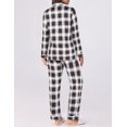 thumbnail image 3 of Ekouaer Womens Pajamas Set 2 Piece Button Down Pjs Soft Long Sleeve Top and Pants Sleepwear Set Lounge Sets Blue Black Plaid, 3 of 5