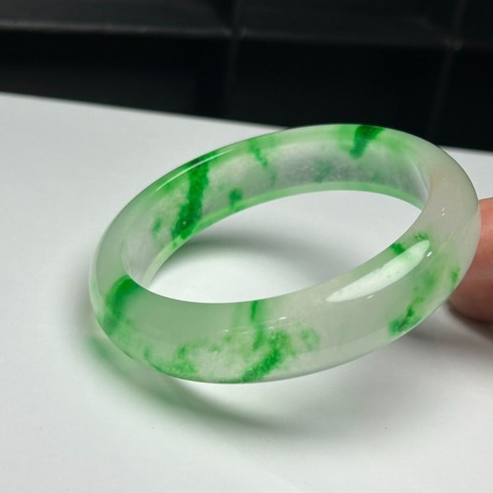 Real Natural Grade AAA Ice Green Flower Myanmar Jade jadeite bracelets