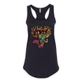 thumbnail image 2 of Wild Bobby, Keep It Wild Colorful Elephant Face Animal Lover Ladies Racerback Tank Top, Black, Small, 2 of 3