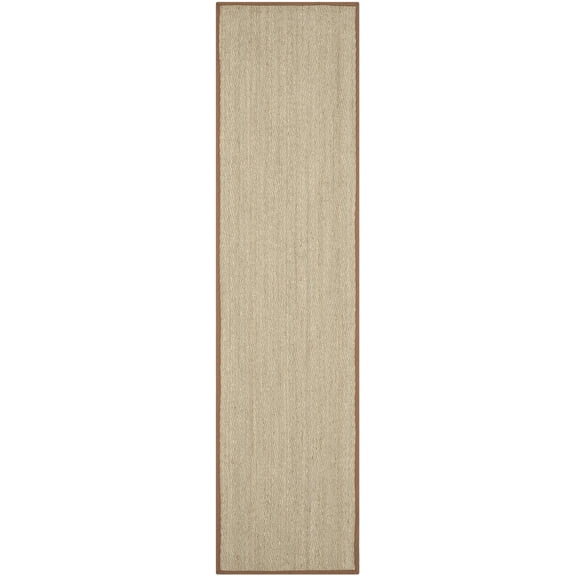 SAFAVIEH Natural Fiber Maisy Solid Runner Rug, Natural/Brown, 2'6" x 16'